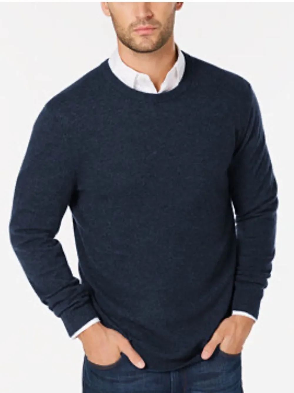 NWT Club Room Crewneck Cashmere Sweater Pullover Navy Blue Men's size L Luxury